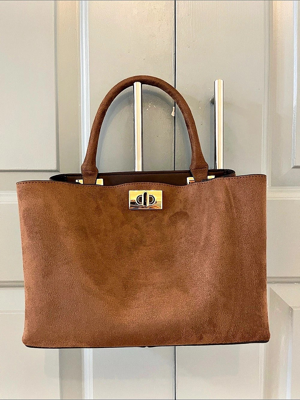 H&M Brown Small faux suede Tote Bag Brand New